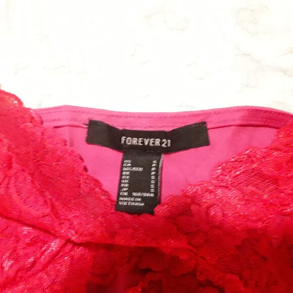 Forever 21 Women's size small Pink and Red Lace long dress w/adjustable straps - Picture 5 of 5